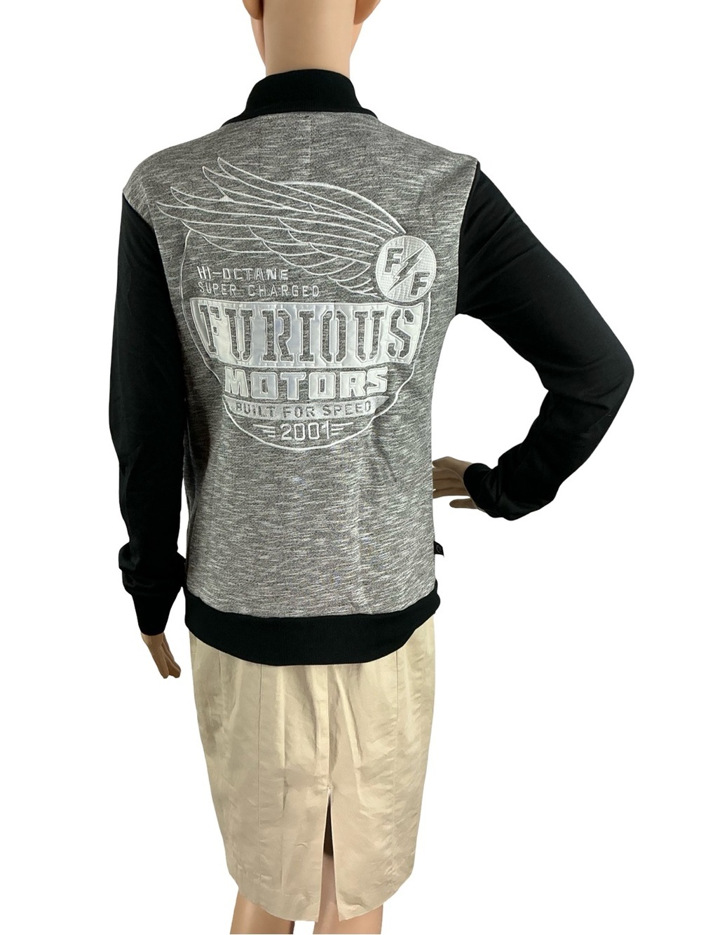 Fast & Furious Affliction Break Out Bomber Jacket Moto Gray Size S